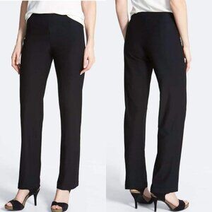 NWT Women's EILEEN FISHER Petite Stretch-Crepe Straight Pull-On Pants | Size PL